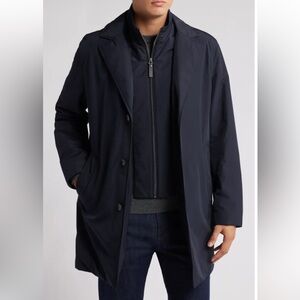 Canali navy rain coat with removable bib